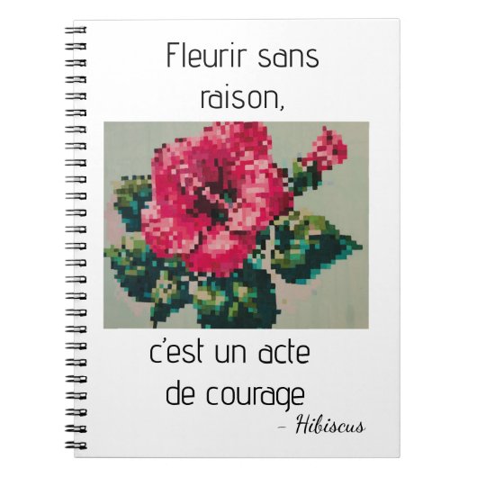 Hibiscusroos in delicate pixels notitieboek (Voorkant)