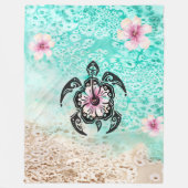 hibiscusschildpad fleece deken (Voorkant)