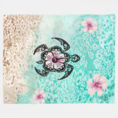 hibiscusschildpad fleece deken (Voorkant (Horizontaal))