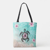hibiscusschildpad tote bag (Achterkant)