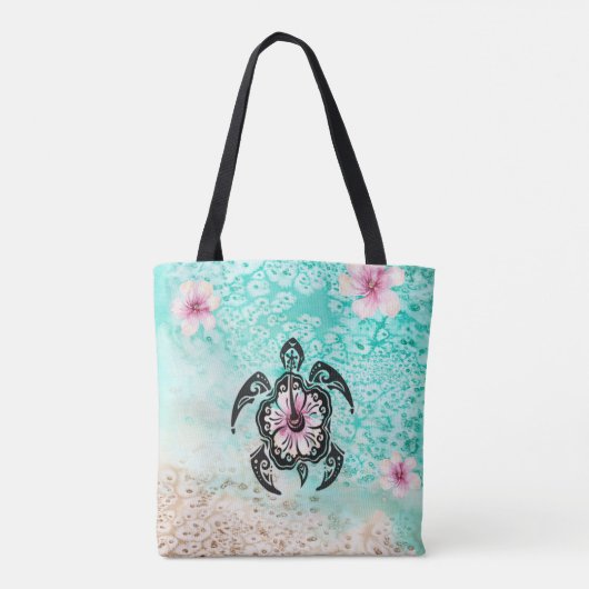 hibiscusschildpad tote bag (Achterkant)