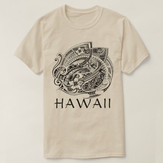 HIBISICUS POLYNESIAANSE STAM HAWAII Blauw T-shirt (Design voorkant)