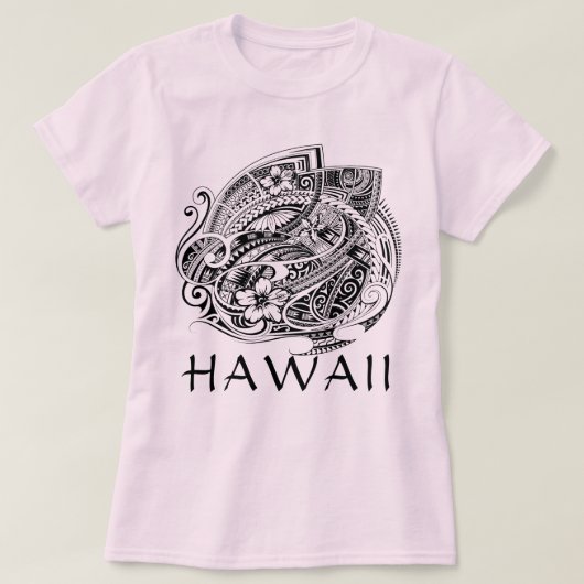 HIBISICUS POLYNESIAANSE STAM HAWAII Blauw T-shirt (Design voorkant)