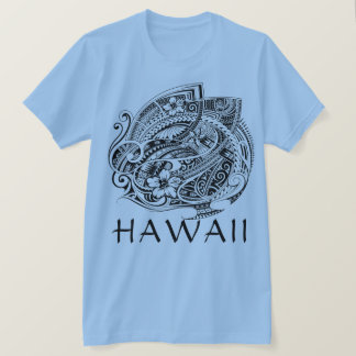 HIBISICUS POLYNESIAANSE STAM HAWAII Blauw T-shirt