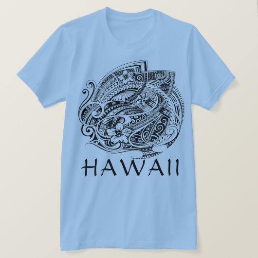 HIBISICUS POLYNESIAANSE STAM HAWAII Blauw T-shirt (Design voorkant)