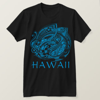 HIBISICUS POLYNESIAN TRIBAL HAWAII LtBlue T-shirt