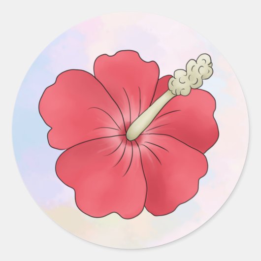 Hibiskus  ronde sticker (Voorkant)