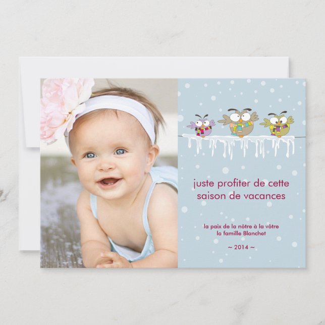 Hiboux Chilling carte de photo de vacances (Voorkant)