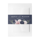 hic Elegant Blush Navy Blauw Bruiloft Uitnodigingen Wikkel (Voorkant Voorbeeld)