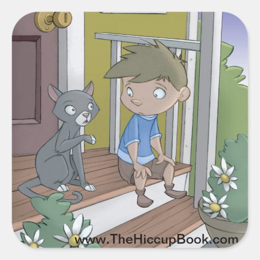 Hiccup Boek stickers, The Cat (vel van 6) Vierkante Sticker (Voorkant)