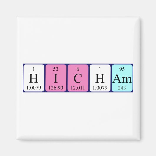 Hicham periodieke lijstnaam magneet (Voorkant)