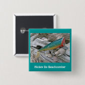 Hickey Do Beachcomber Geviste lustreeks Vierkante Button 5,1 Cm (Voorkant /achterkant)