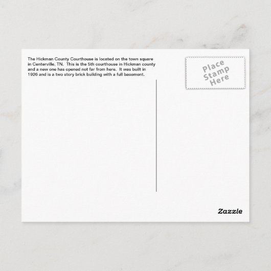 Hickman County Courthouse - Centerville, TN Briefkaart (Achterkant)