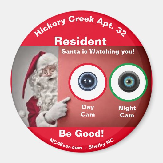 Hickory Creek Apt. 32 Kerstman kijkt Magnet (Voorkant)