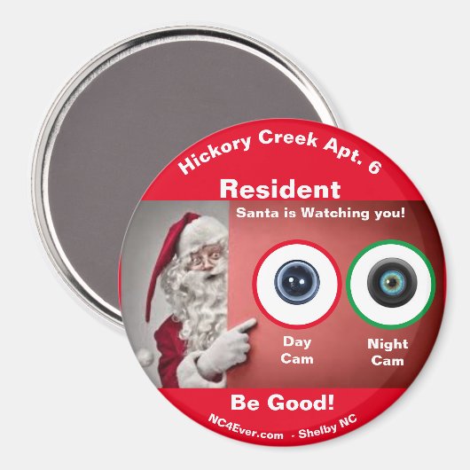 Hickory Creek Apt. 6 Kerstman kijkt Magnet (Voorkant / Achterkant)