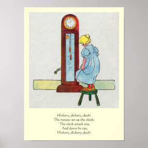 Hickory, Dickory, Dock Moeder Gans Kwekerij Rhyme Poster