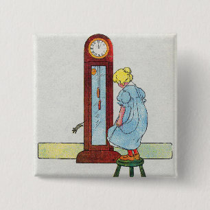 Hickory, Dickory, Dock Moeder Gans Kwekerij Rhyme Vierkante Button 5,1 Cm