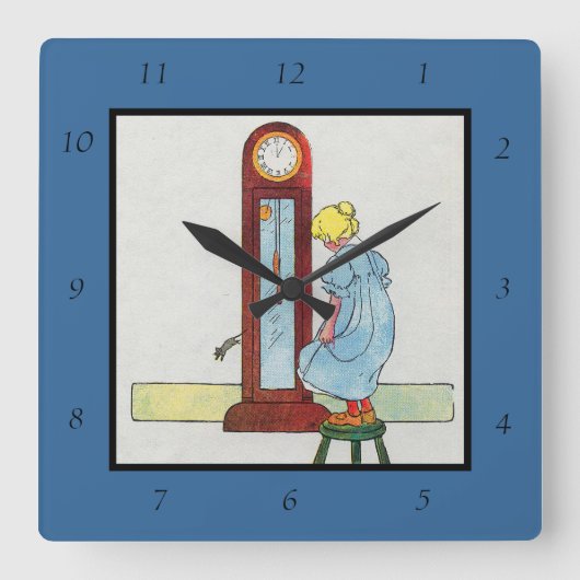 Hickory, Dickory, Dock Moeder Gans Kwekerij Rhyme Vierkante Klok (Voorkant)