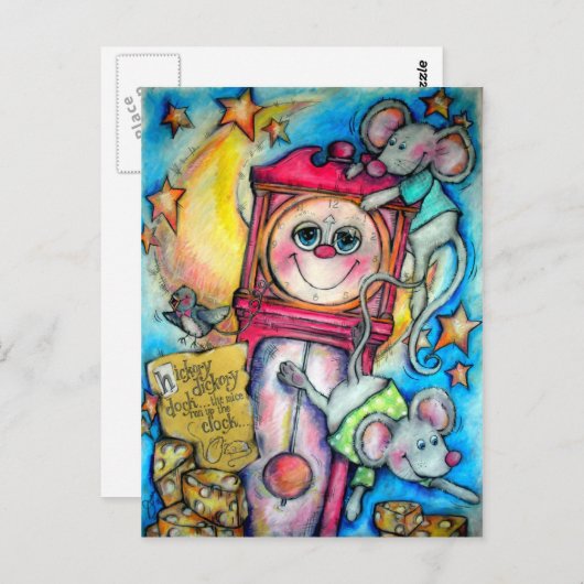 Hickory Dickory Dock Nursery Rhyme Time Briefkaart (Voorkant / Achterkant)