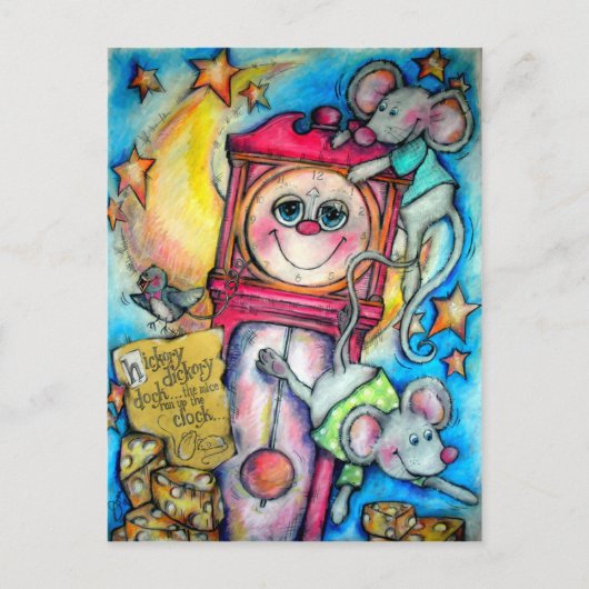 Hickory Dickory Dock Nursery Rhyme Time Briefkaart (Voorkant)