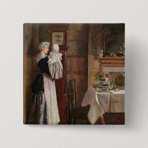 Hickory, Dickory, Dock Vierkante Button 5,1 Cm