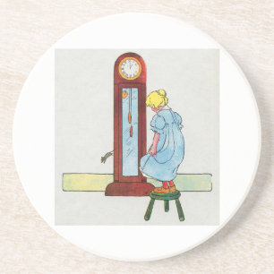 Hickory, eikel, dok! De muis ging de klok omhoog Zandsteen Onderzetter