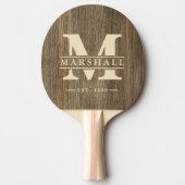 Hickory Hout Monogram & Naam Overlay Tafeltennisbatje (Voorkant)