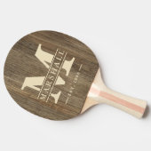 Hickory Hout Monogram & Naam Overlay Tafeltennisbatje (Zijkant)