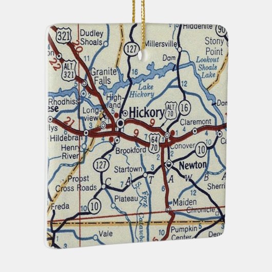 Hickory NC  Map Keramisch Ornament (Rechts)