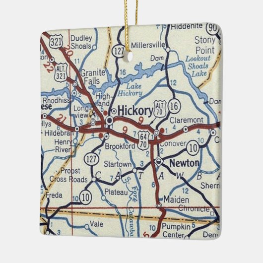 Hickory NC  Map Keramisch Ornament (Links)