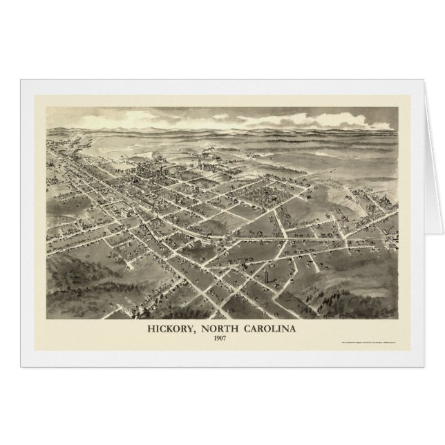 Hickory, NC Panorama kaart - 1907 (Voorkant Horizontaal)