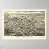 Hickory, NC Panoramic Map - 1907 Poster (Voorkant)
