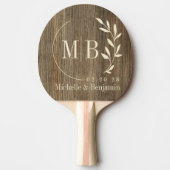 Hickoryhouten Blad Bruiloftsmonogram Tafeltennisbatje (Voorkant)
