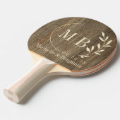 Hickoryhouten Blad Bruiloftsmonogram Tafeltennisbatje (Voorkant Gekanteld)