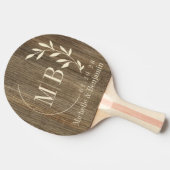 Hickoryhouten Blad Bruiloftsmonogram Tafeltennisbatje (Zijkant)