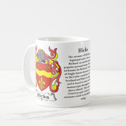 Hicks Family Coat of Arms Mok (Voorkant links)
