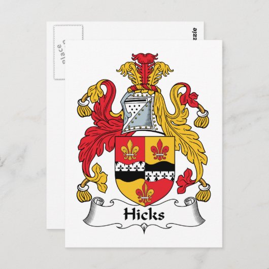 Hicks Family Crest Briefkaart (Voorkant / Achterkant)