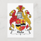 Hicks Family Crest Briefkaart (Voorkant)