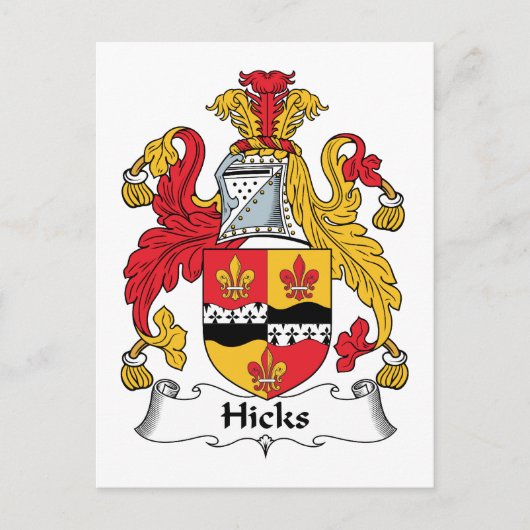 Hicks Family Crest Briefkaart (Voorkant)