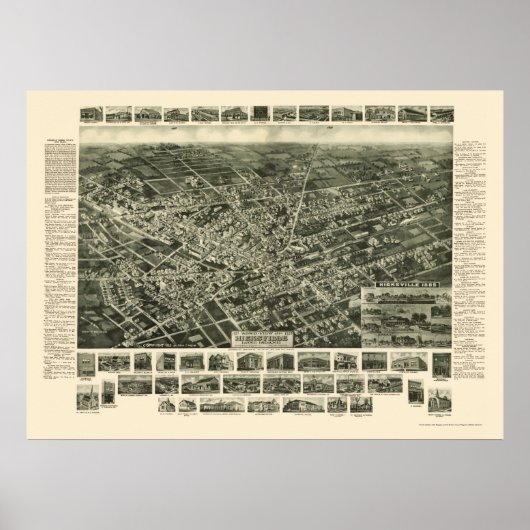 Hicksville, NY Panoramic Map - 1925 Poster (Voorkant)