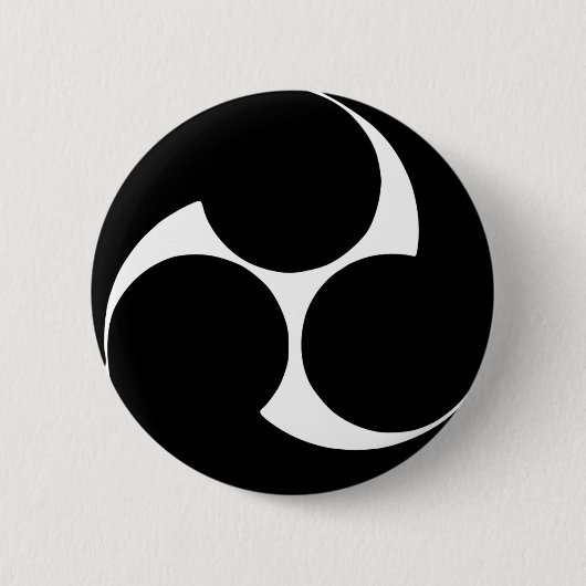 Hidari-Mitsu-domoe mon (krest) Ronde Button 5,7 Cm (Voorkant)