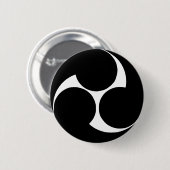 Hidari-Mitsu-domoe mon (krest) Ronde Button 5,7 Cm (Voorkant /achterkant)