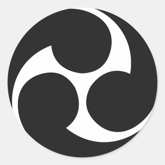 Hidari Mitsudomoe 左三つ巴 Taiko-Sticker Ronde Sticker (Voorkant)