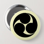 Hidari mitsudomoe, Japan Ronde Button 4,0 Cm (Voorkant /achterkant)