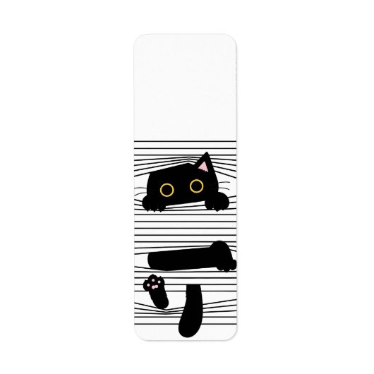 Hidden Black Cat Cute Funny Minimalist Animal Love Etiket (Voorkant)