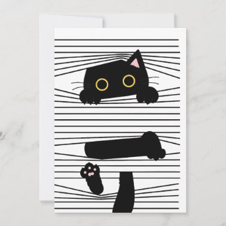 Hidden Black Cat Cute Funny Minimalist Animal Love Kaart