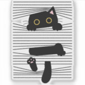 Hidden Black Cat Cute Funny Minimalist Animal Love Sticker (Voorkant)
