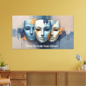 Hidden Emotions - Contemporary Surreal Mask Canvas Afdruk (Insitu (Woonkamer))