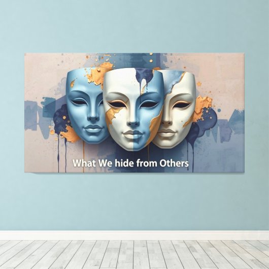 Hidden Emotions - Contemporary Surreal Mask Canvas Afdruk (Insitu (Houten vloer))