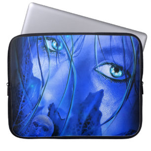 HIDDEN FEAR BLUE GIRL MET SKULL LAPTOP SLEEVE